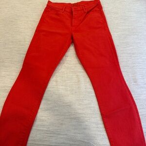 Mother jeans, the stunner ankle freight wash tomato